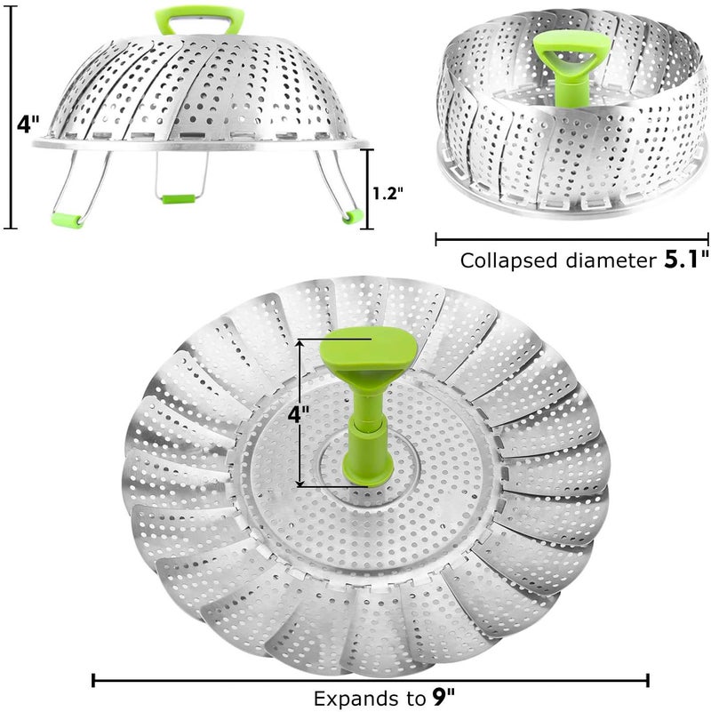 LTWQLing Vegetable Steamer Basket, Stainless Steel Folding Steamer Basket Insert for Veggie Fish Seafood Cooking, Expandable to Fit Various Size Pot (5.1" to 9" Triangle) - Image 5